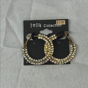 Gold and Silver Rhinestone Hoop Earrings